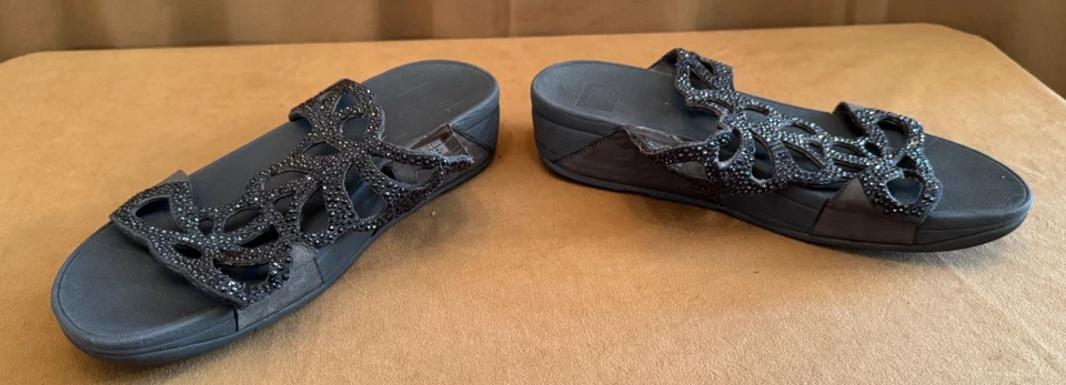 Sandalias para mujer Fitflop Bumble Crystal grises H70-001 brillantes Foto 4 de 4