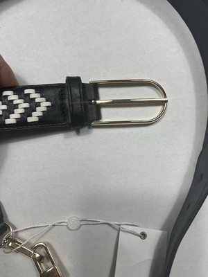 Tory Burch Black And White Woven Chevron Pattern Belt/Strap  display picture 2