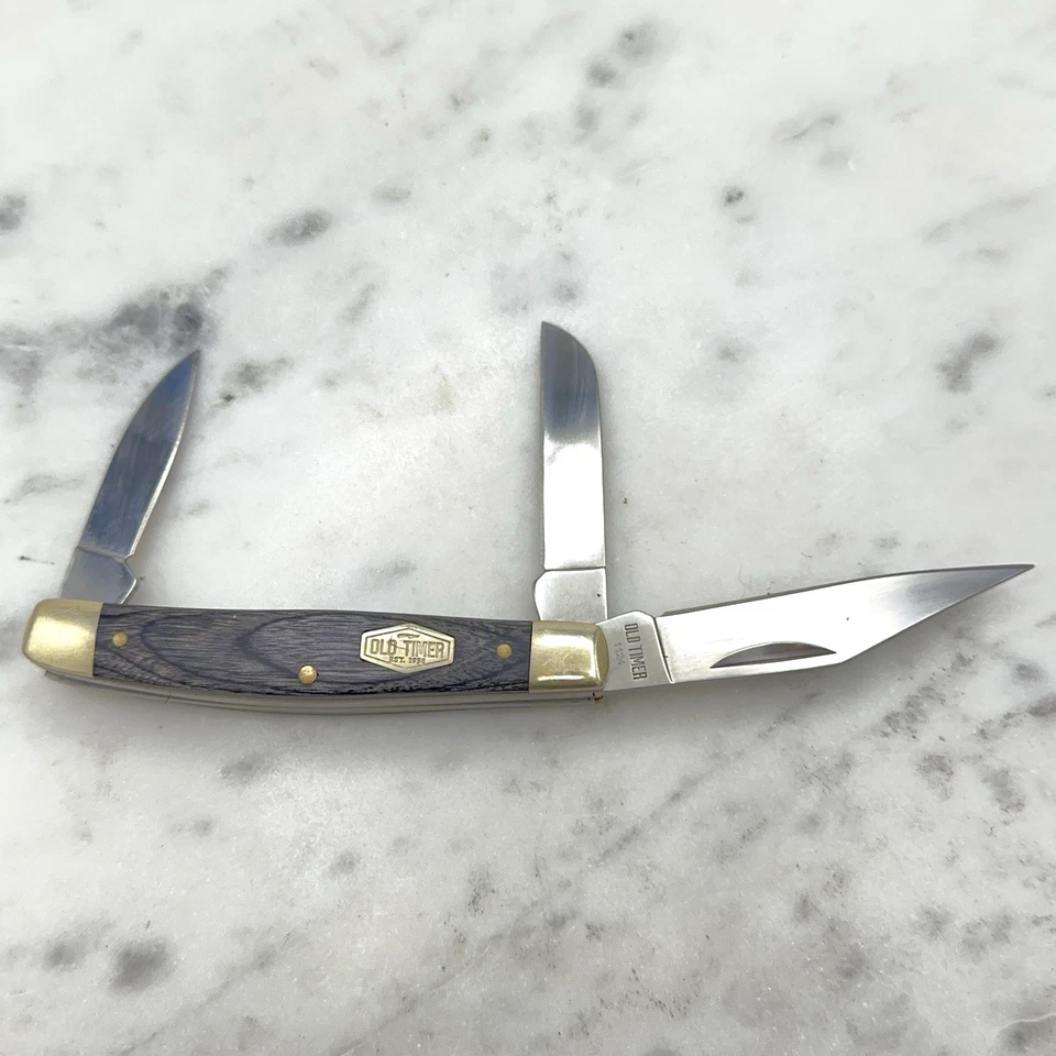 Navaja de bolsillo plegable Old Timer Heritage Series 34OTH D2 3 hojas madera intermediaria Foto 2 de 4