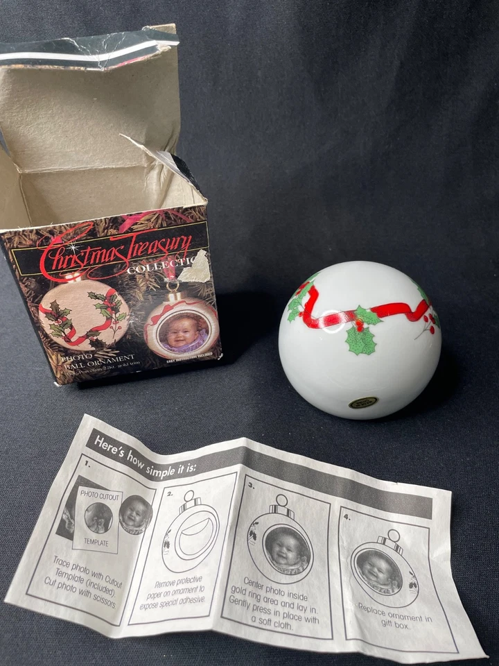 De colección 1994 jc penny "Tesoro de Navidad" foto bola adorno porcelana NUEVO Foto 2 de 4
