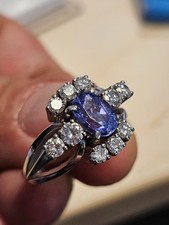 Brillant-Tansanit-Ring  10 Diamanten im Brill...