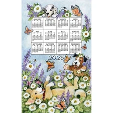 Kay Dee Designs, Playful Puppies 2026 Calendar Towel