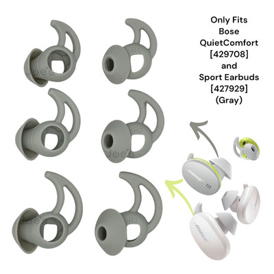Upgraded Ear Tips for Bose QuietComfort & Sport Earbuds (2020) (Gray)