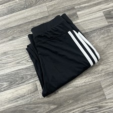 Adidas Black Track Pants Women s M 10/12 3-Stripe Athletic Stretch