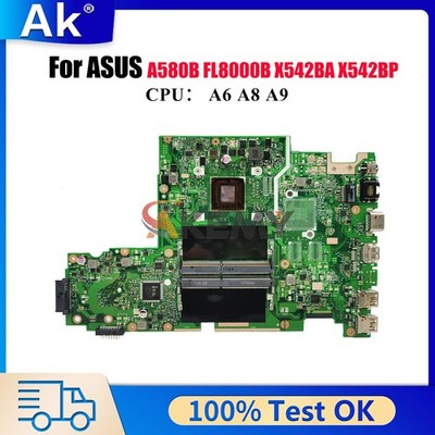 X542BA Laptop Motherboard For ASUS X542BP FL8000B A580B Mainboard W/ CPU