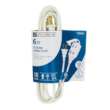 Utilitech 6-ft 16 / 2 Light Duty 2 Prong White Indoor Extension Power Cord