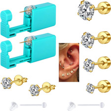 Ear Piercing Kit - 2 Pcs Self Ear Piercing Gun with Earring Stud Hypoallergenic