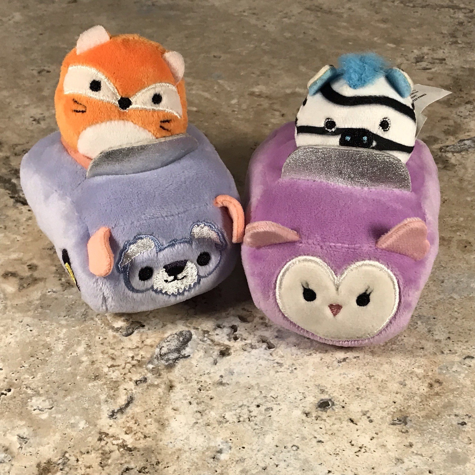 SQUISHMALLOW SQUISHVILLE PLUSH VEHICLE LOT - ZEBRA & FOX - CIRCA 2020