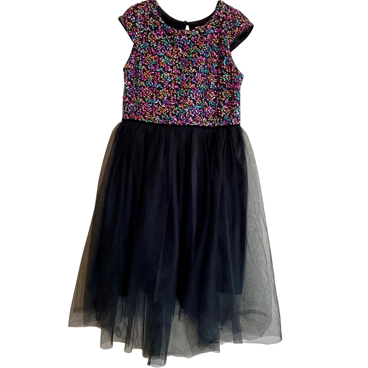 Cat & Jack Girls Sequin Tulle Party Dress Multicolor Black Size L 10/12  Holiday | eBay