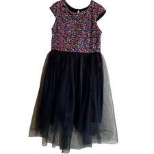 Cat  Jack Girls Sequin Tulle Party Dress Multicolor Black Size L 10/12 Holiday