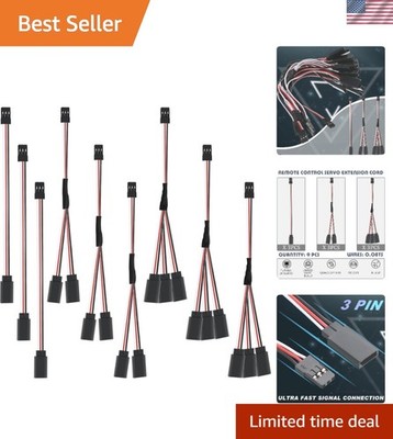 9-Piece Servo Extension Cord Set - Tangle-Free Connectors for RC Cars & Planes