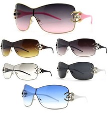 New Women's PINK Shield Wrap Around Sunglasses Fashion Designer Shades One Lens