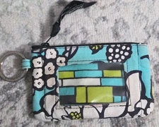 Vera Bradley Coin Card ID Wallet Key Ring Retired Island Bloom Pattern