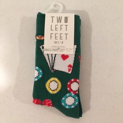 Two Left Feet Socks  YOU'RE BLUFFING Casino Gambling Poker Small Feet Size New!