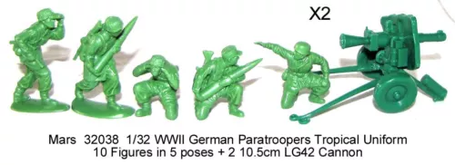 32038 Mars 1/32 WWII German Paratroopers in tropical dress with cannons