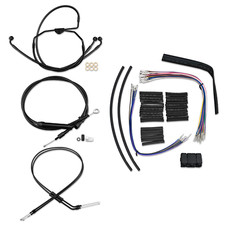 Stainless Cable Brake Line Kit 12" Black Apes 2002-2006 Harley Touring NoCruise