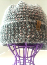 Reversible Handmade Crochet Hats Beanies for Women/Men, Removable Pom Poms