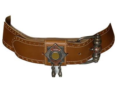 Vintage brown leather BOHO belt w silver buckle Vintage Brown Embossed Leather Belt With Silver Buckle  main image 3