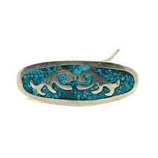 Meksykańska alpaka srebrna turkusowa modais baretta do włosów