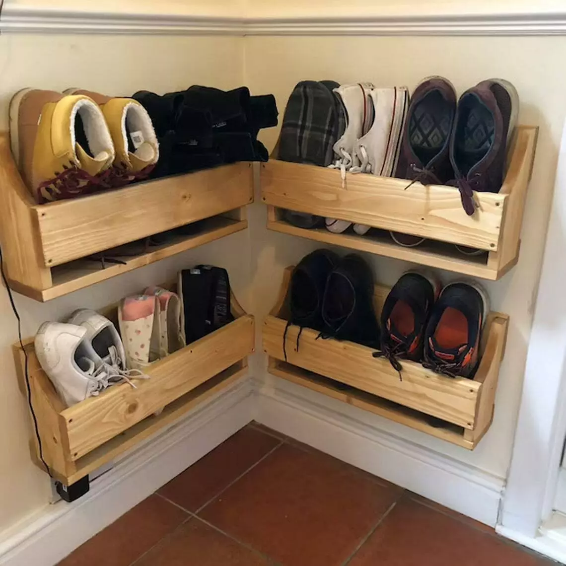 Tall SHOE RACK Various Sizes, Wooden Rustic Apple Crate Shoe Rack, Narrow  and Tall Shoe Storage Extra Depth 