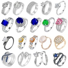 Women Swarovski Ring Crystal Elements CZ Jewellery Gems Fashion Real Quality UK