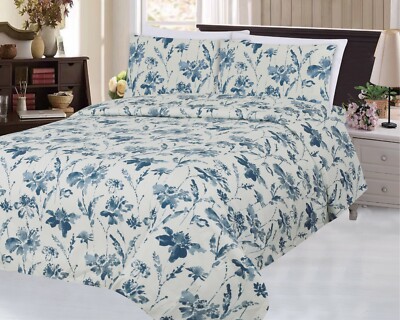 Rayon from Bamboo Printed Soft Bedding 6 Piece Sheet Set, Blue Inkwash Floral