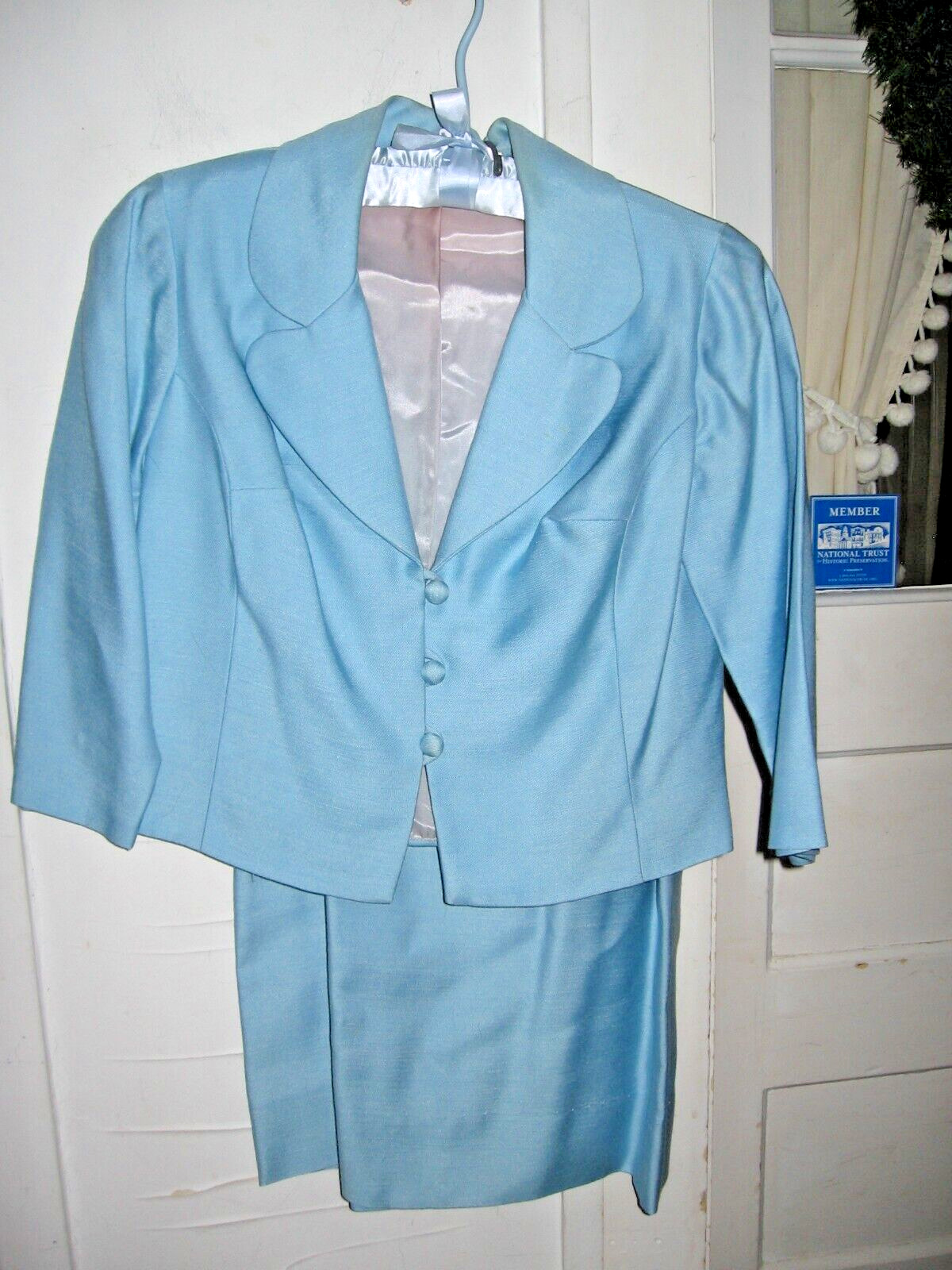 LOVELY VINTAGE 1960-70s  3 pc BLUE SUIT - SKIRT -… - image 7