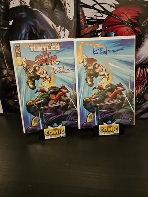 TMNT Vs Street Fighter #3 KHARY RANDOLPH 1:100 & 1:250 Signed By Kevin Eastman