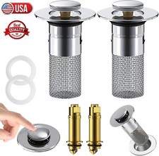 2PCS Universal Bathroom Sink Stopper Pop Up Drain Filter Kitchen Wash Basin US