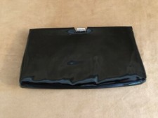 Black envelope clutch purse evening bag snap closure shiny gold tone hardware