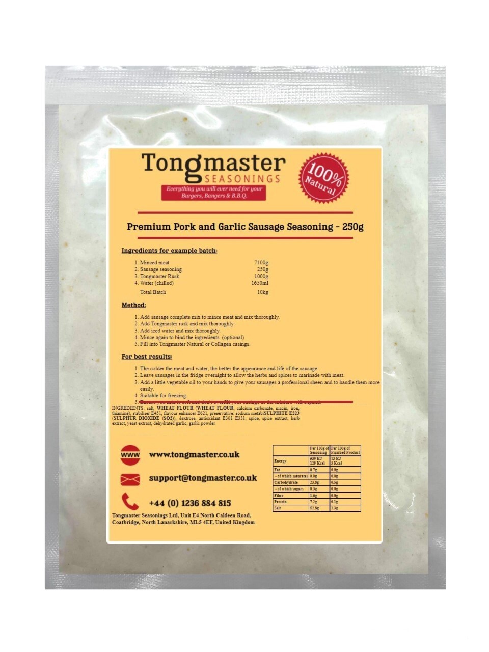 Premium Pork and Garlic Sausage Seasoning - 250g