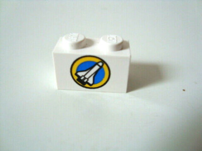 Lego bedruckter Stein 1x2 weiß Space Classic