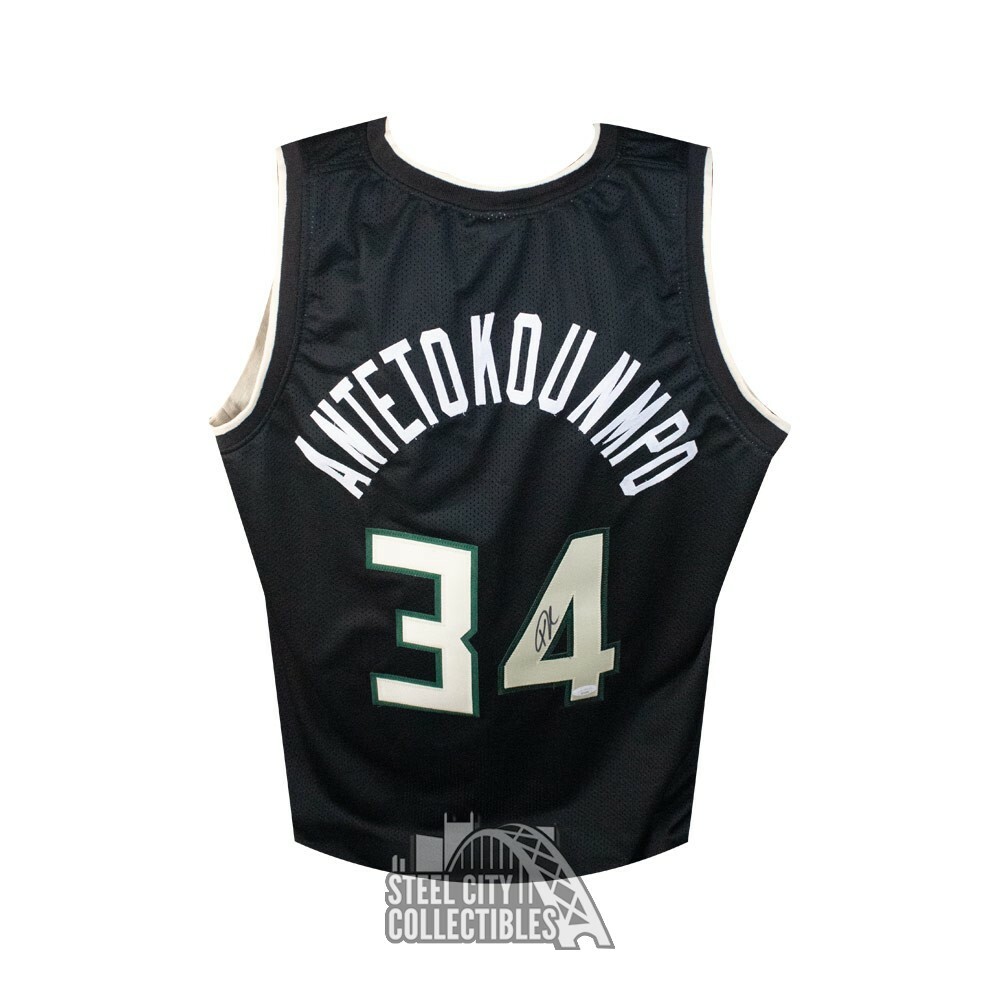 Giannis Antetokounmpo Autographed Signed Milwaukee Black Custom Basketball Jersey - JSA COA 