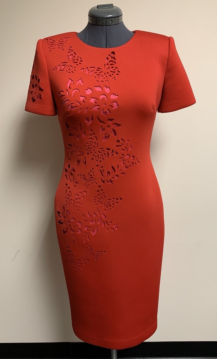 red neoprene dress CD355
