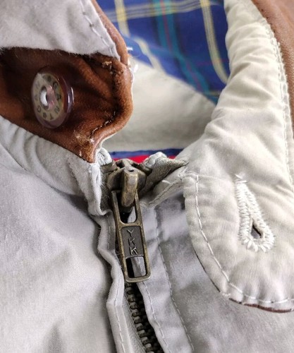 VTG GANT Lined Leather Collar Bomber Dad Grandpa Beige Jacket Size Large - Picture 2 of 10