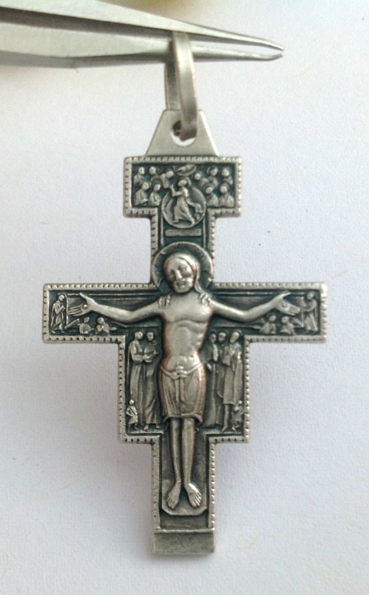 Croix De Saint Damiano En Argent Massif 925 - Médaille Saint François D'Assise à Bénir