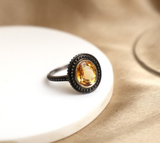 Citrine Gemstone 925 Sterling Silver Handmade Women Ring Gift For Wedding