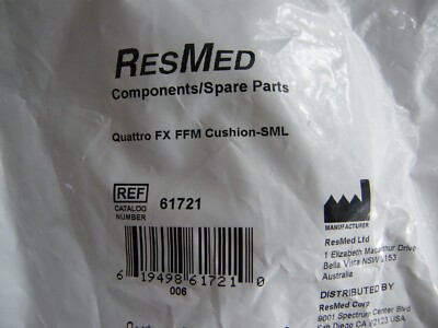 Resmed  Quattro FX FFM Cushion Small  61721 New Factory Sealed Size S