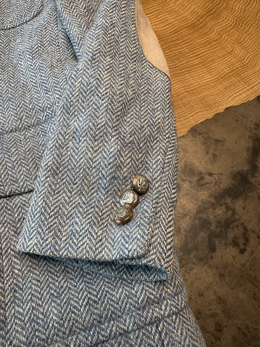 VTG RALPH LAUREN LAMBS WOOL HERRINGBONE EQUESTRIAN ELBOW PATCH