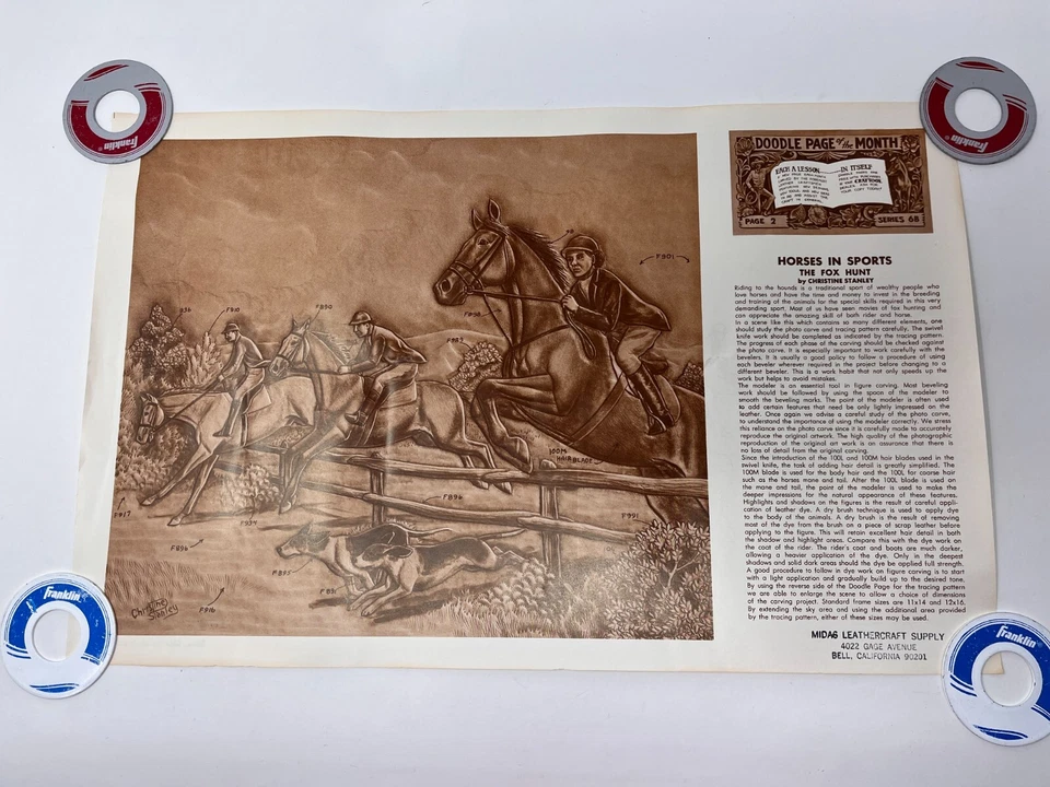 Vintage 1960s Midas LeatherCraft Doodle Page Of The Month Lot Of 6 Patterns - Image 2 of 4