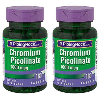 Ultra Chromium Picolinate 1000 mcg 2X180 or 1X360 Tabs Piping Rock