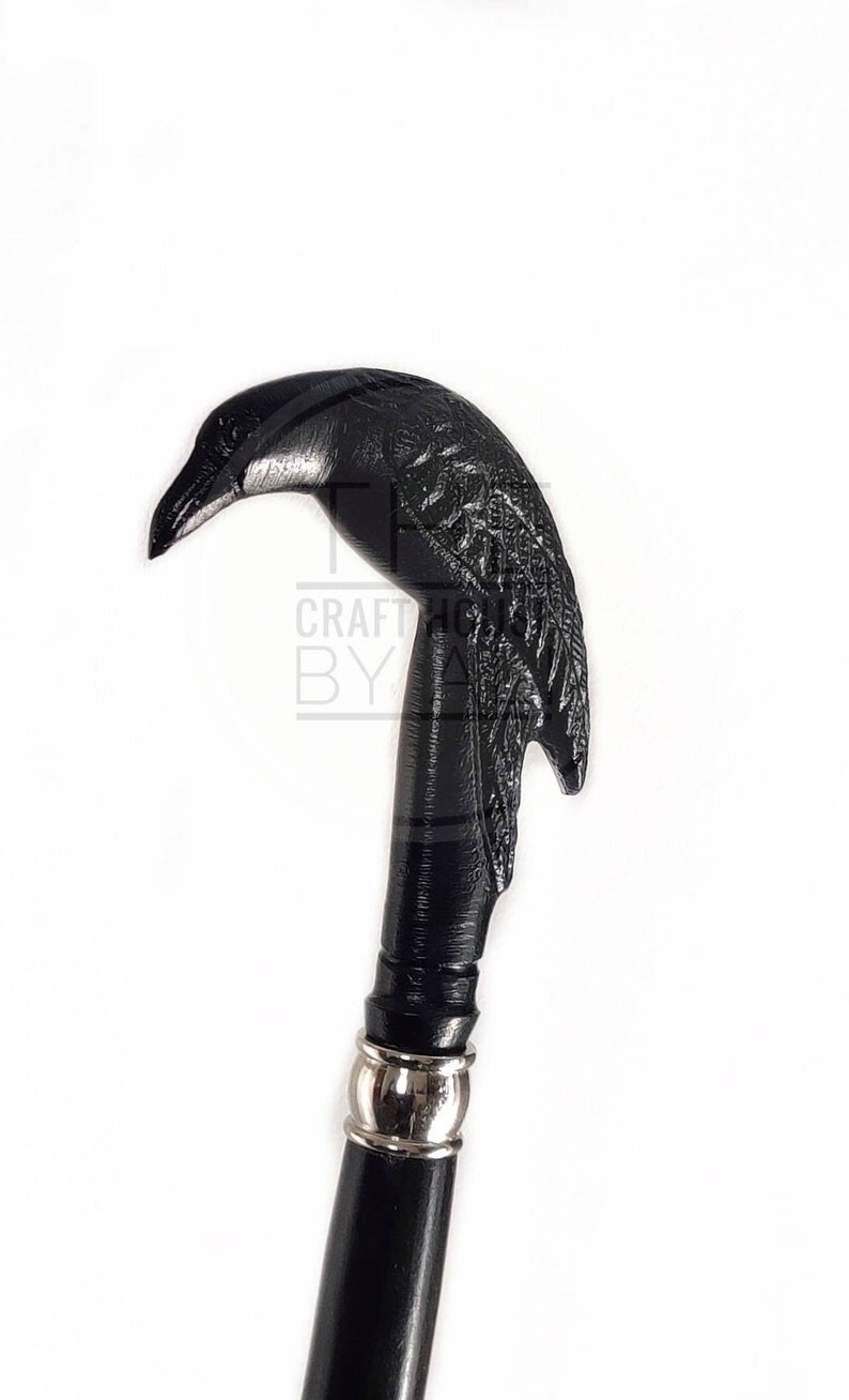 Beautiful Solid Raven Crow Head Handle Victorian … - image 5