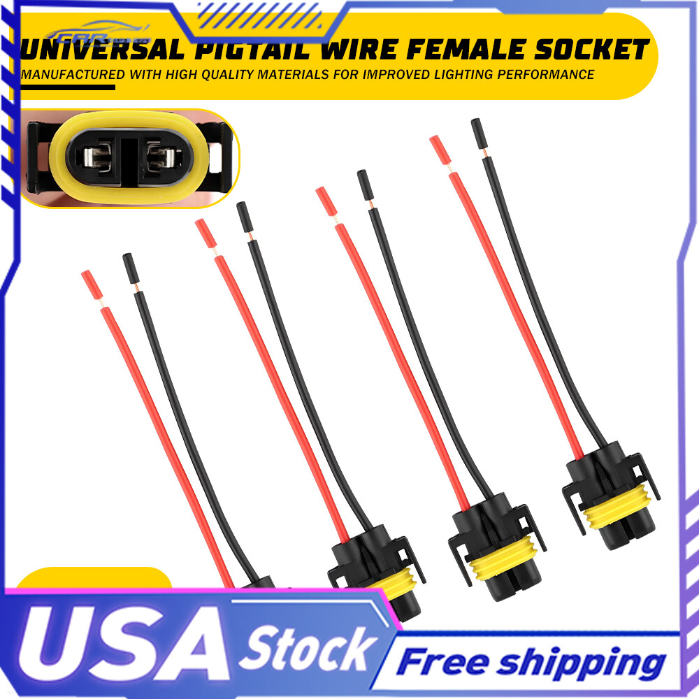 4X Wire Pigtail H11/8/9 Harness Two Fog Light Bulb Lamp Connector Socket Plug