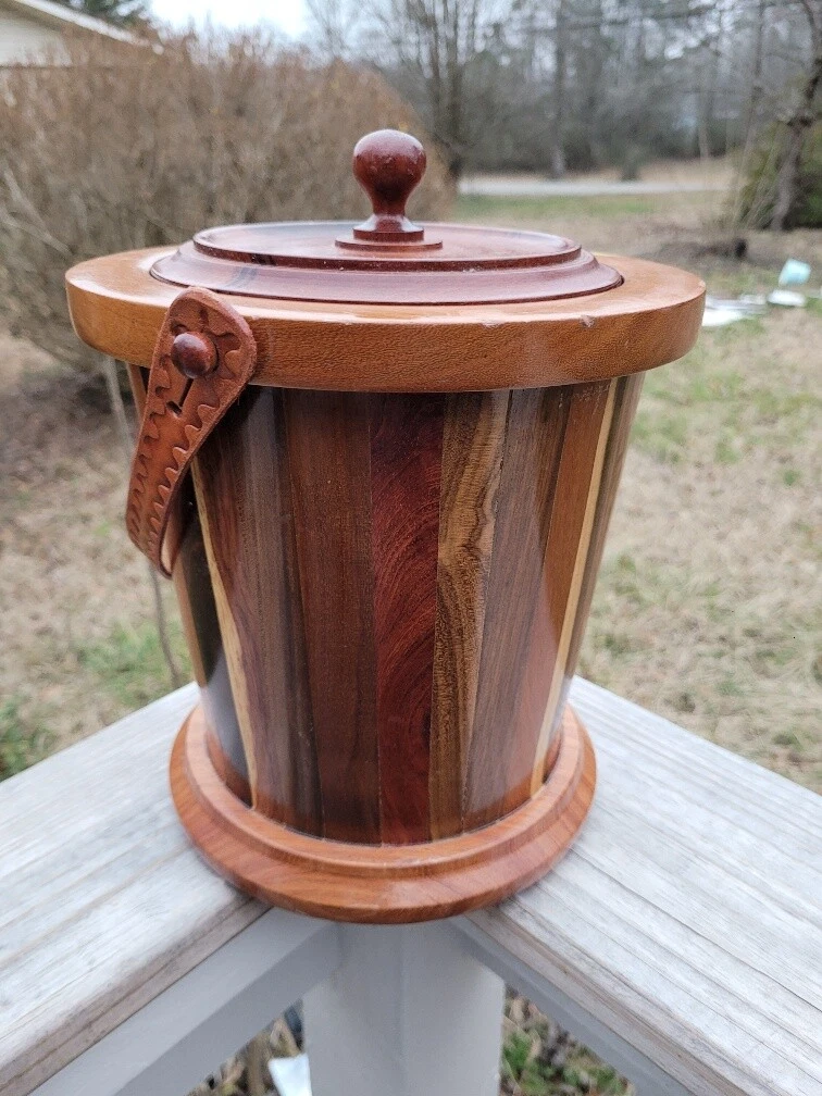 Vintage wooden store ice bucket
