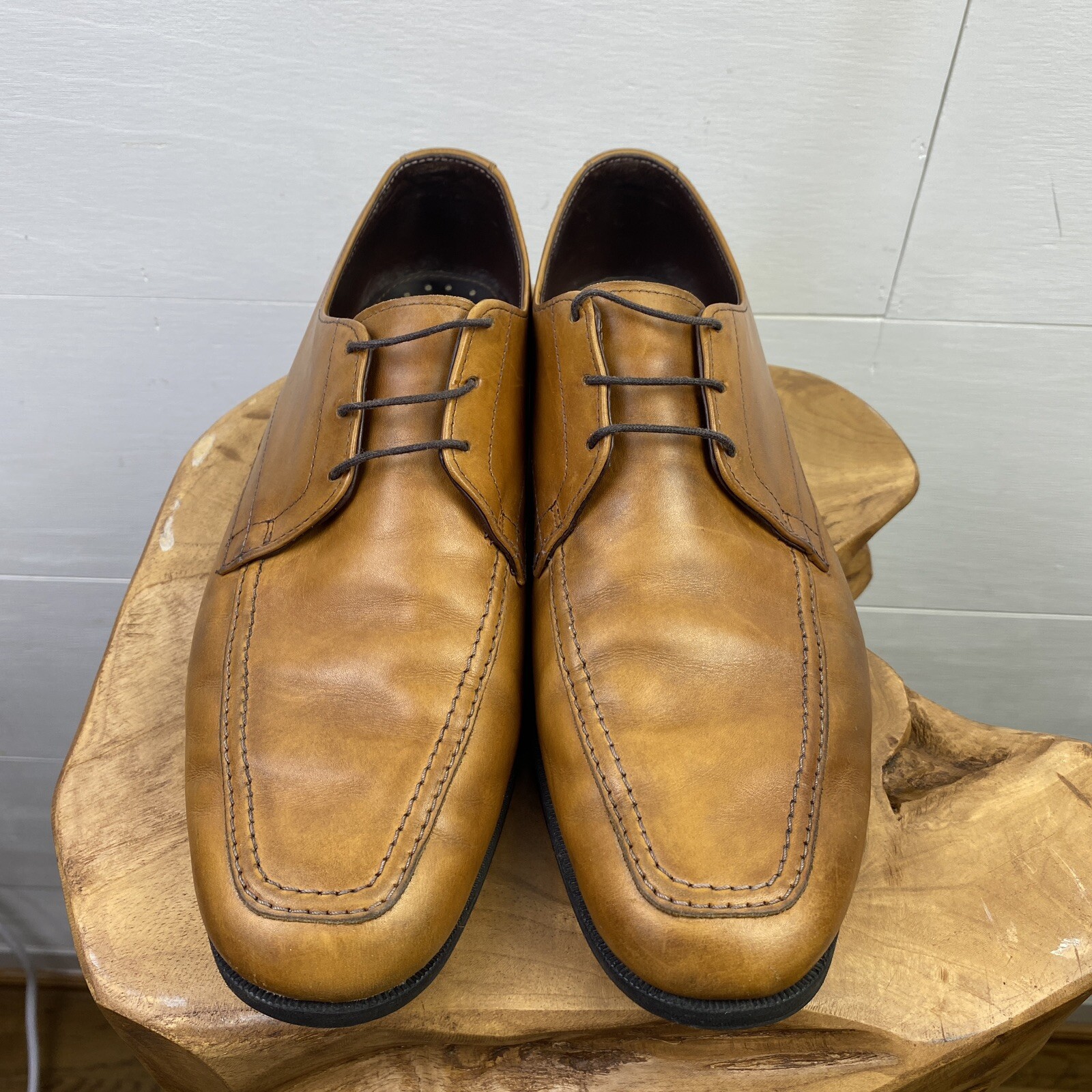 SAOLA Scarpe Allen Edmond Santa Monica da uomo 8 5D marrone pelle abito punta da bicicletta in pizzo