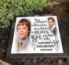 Personalised gravestone, Granite grave marker, Photo plaque, Cemetery memorial.