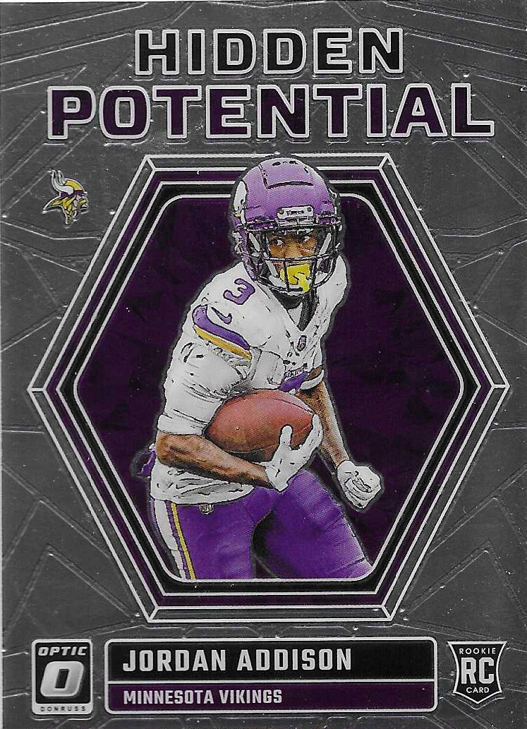 JORDAN ADDISON 2023 Donruss Optic Hidden Potential Rookie RC Minnesota Vikings