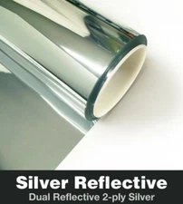 20" x 100ft Silver Chrome Mirror Window Tint Roll 10% VLT 2-ply Film