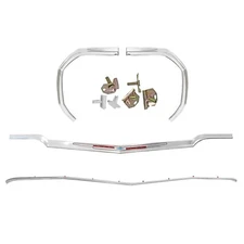 1964 Chevy Impala Lower Grille Molding+Hood Emblem+Eyebrow Corner Cove RH+LH