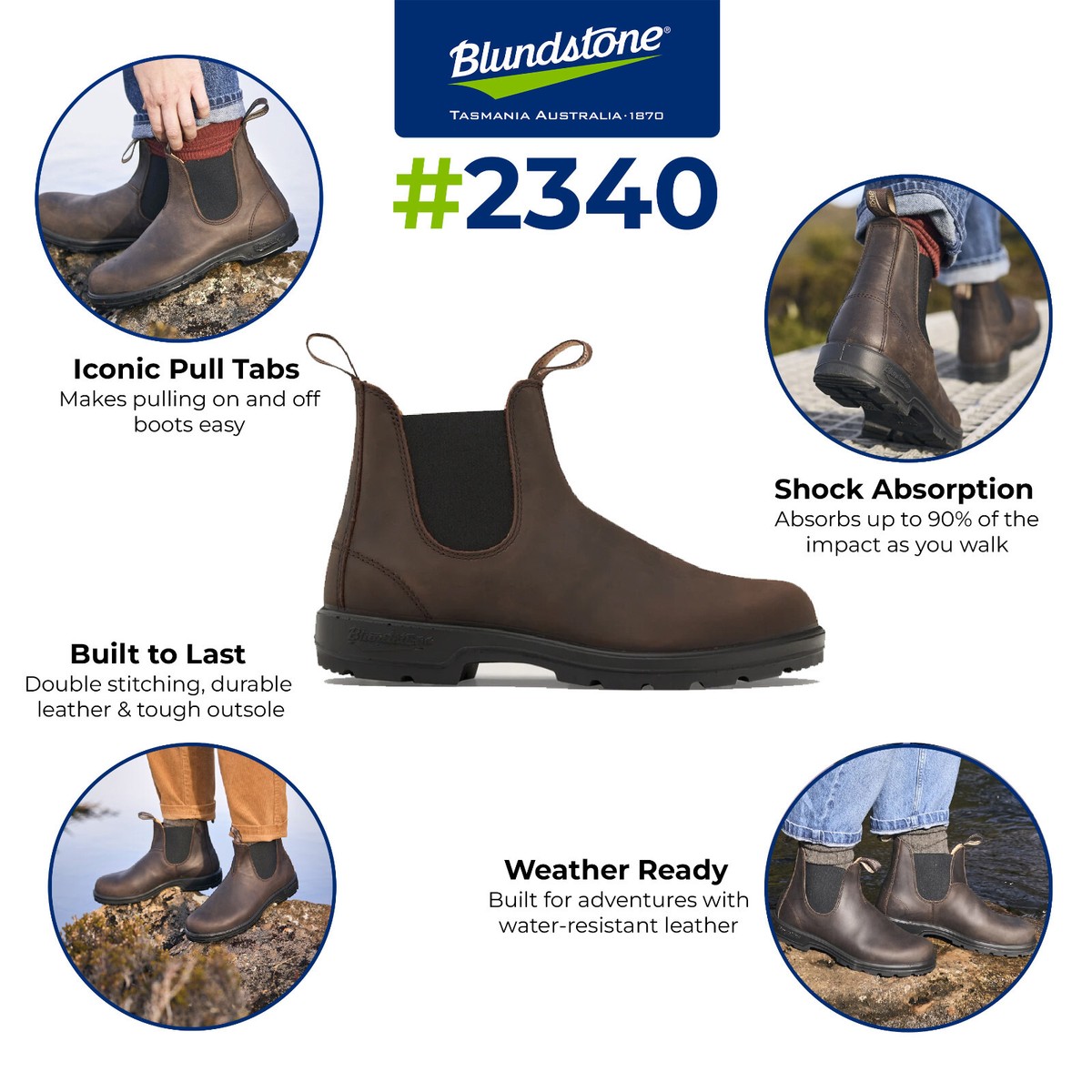 Brand New Blundston Men\'s 2340 Chelsea Brown Leather Boot, Size US:10.5 UK:9.5 Blundstone - 2340 Classic in Brown – gravitypope main image 2